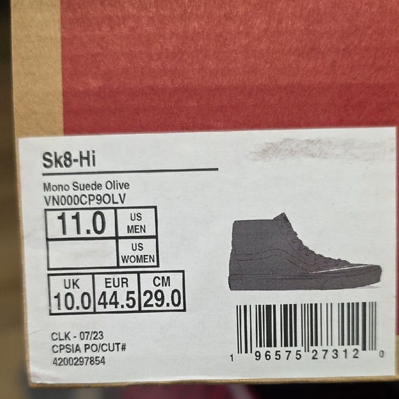 Vans Sk8-Hi Mono Suede Olive – Men’s 11 / Women’s 12.5 - Picture 2 of 6